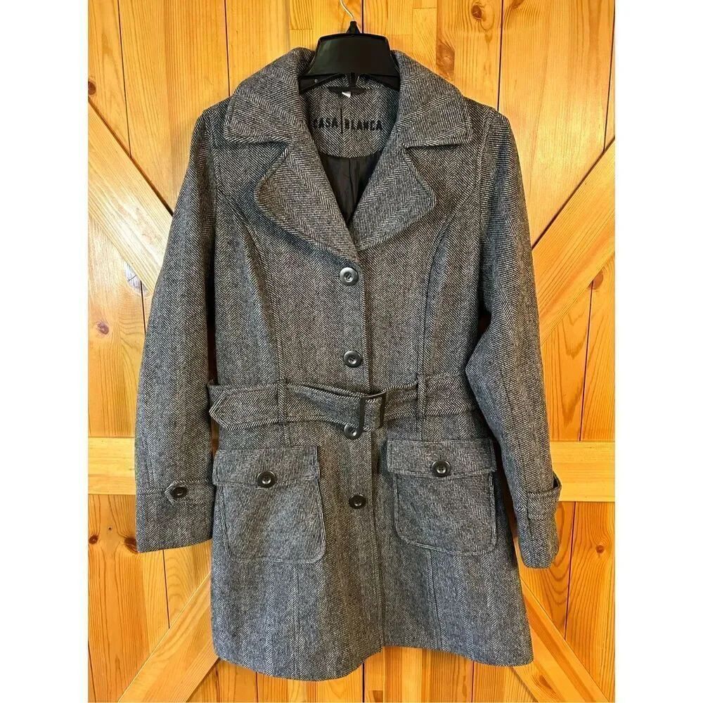 Casablanca houndstooth coat jacket wool blend charcoal EUR 38βUS 6 (4875)